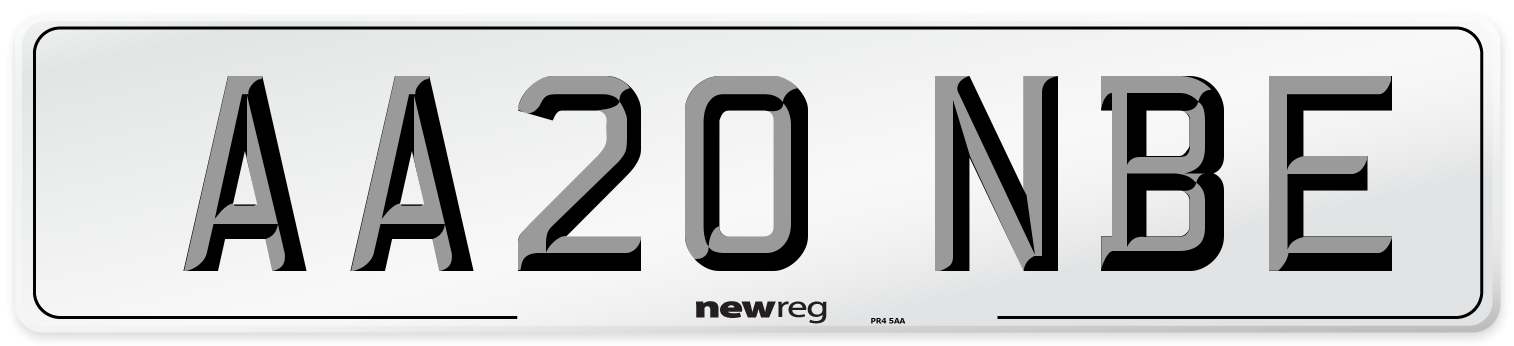 AA20 NBE Number Plate from New Reg